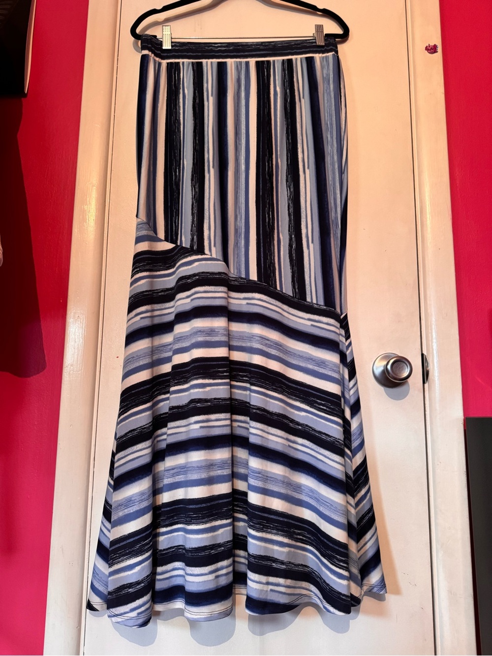 Striped Blue & White Maxi Skirt - Women